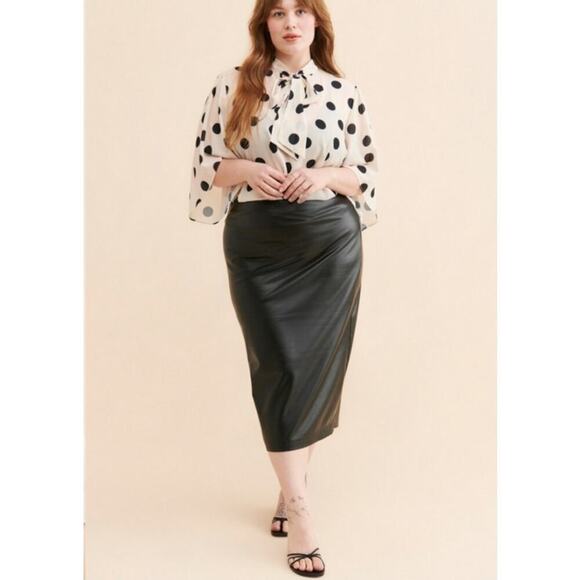 Eloquii Bow Front Polka Dot Blouse 24 Secretary Retro Pinup Career Feminine - Picture 2 of 12